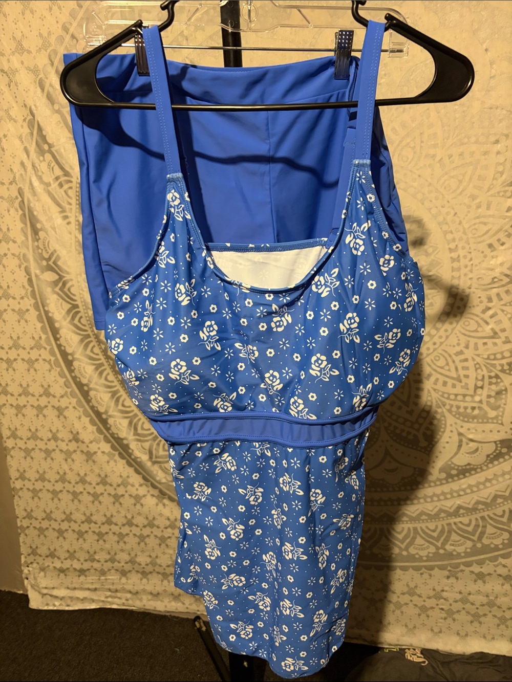 Floral Tankini Swimsuit Set XXL Blue 2 Piece Swim Shorts this is new never worn